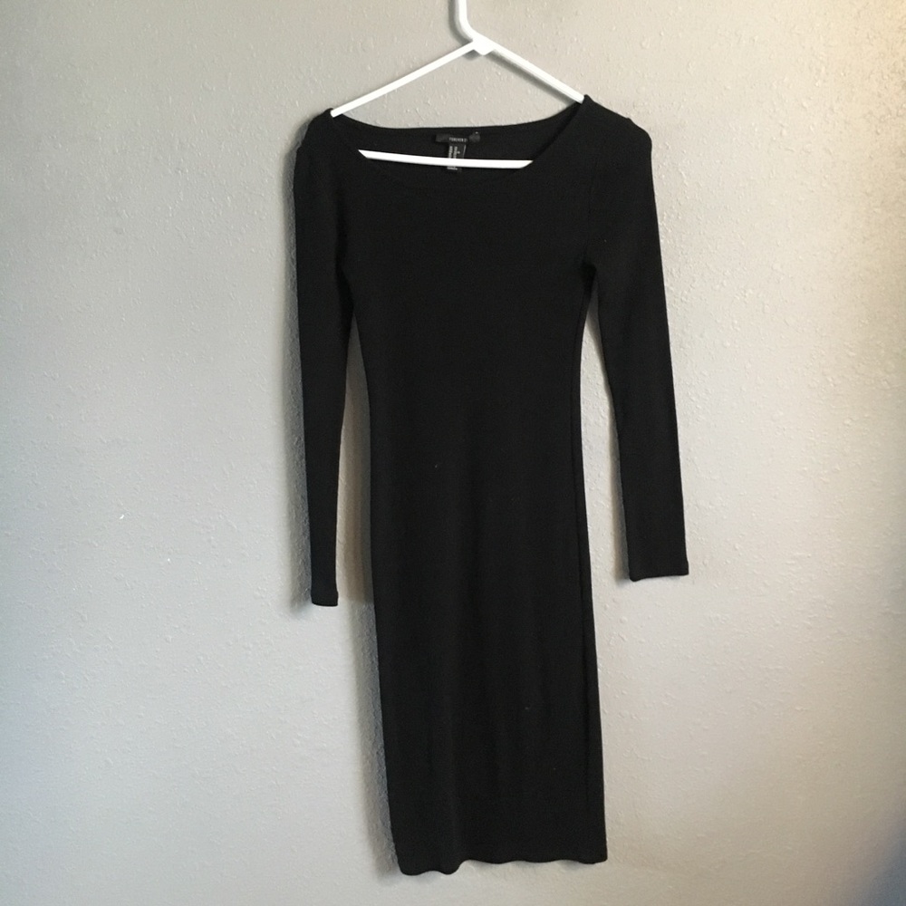Forever 21 black bodycon ribbed dress XS